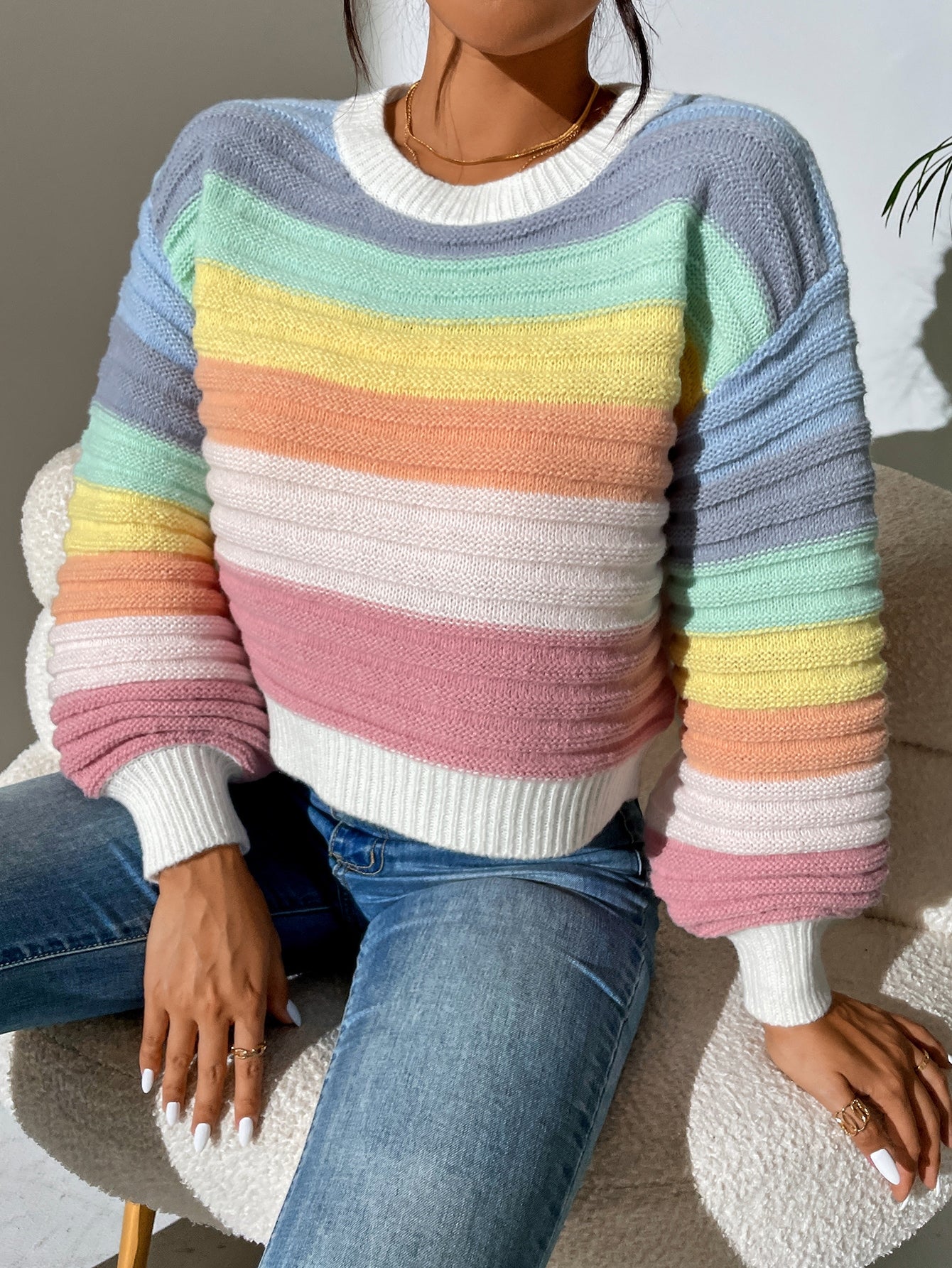 Buy SHEIN Colorblock Drop Shoulder Sweater in Pakistan