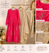 Silk 3PC Dress | Women Frocks & Maxis | Pink | Medium | Worn Once