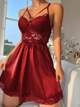 Buy SHEIN Contrast Lace Satin Cami Nightdress in Pakistan