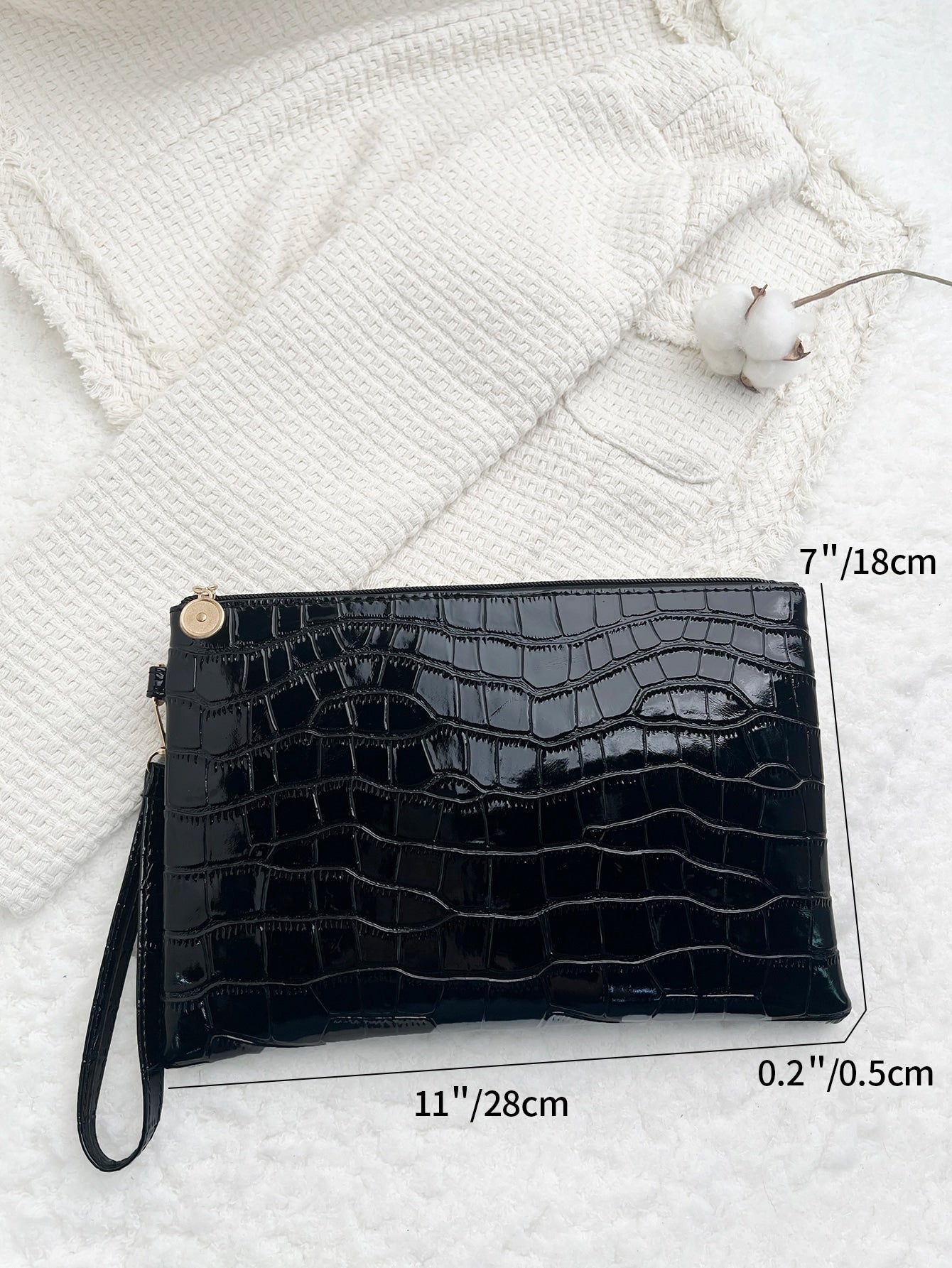 Buy SHEIN Crocodile Embossed Clutch Bag With Wristlet in Pakistan