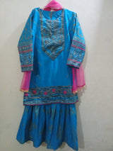 Embroidered Three Piece Lawn Ghrara | Girls Shalwar Kameez | Size:32 (9 to 12 years) | Preloved
