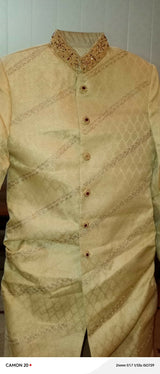 Golden Sherwani | Men Shalwar Kameez | Medium | Worn Once