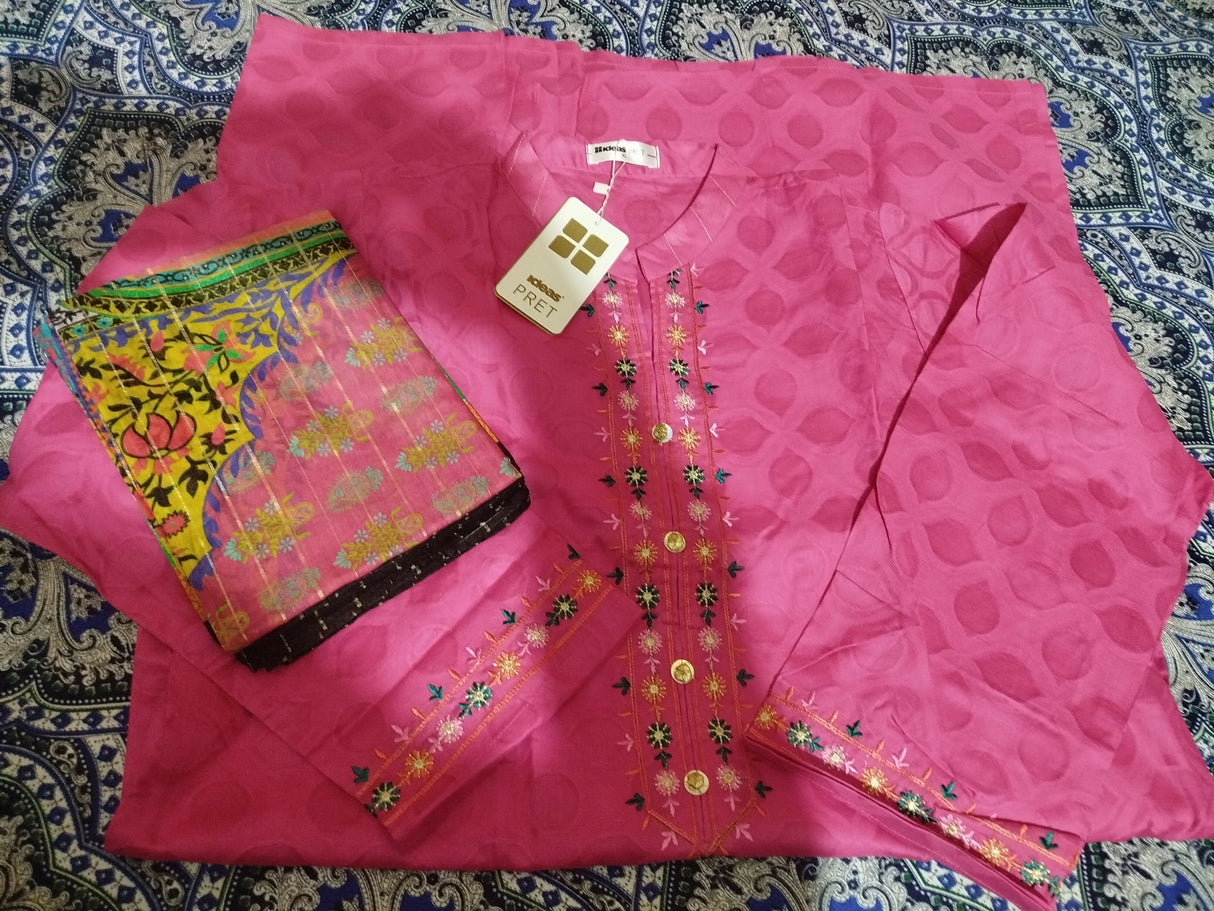 Gul Ahmed | Women Branded Kurta | Pink Kurta | XLarge | Brand New
