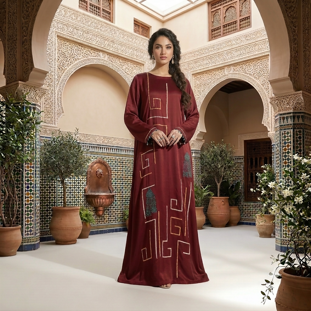 ZW | Maroon Silk Kaftan | Women Branded Formals | XLarge | Brand New