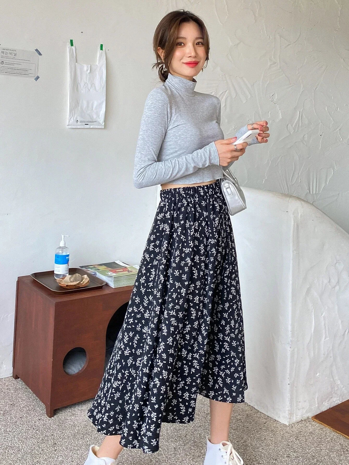 Buy Shein DAZY High Waist Ditsy Floral Skirt in Pakistan
