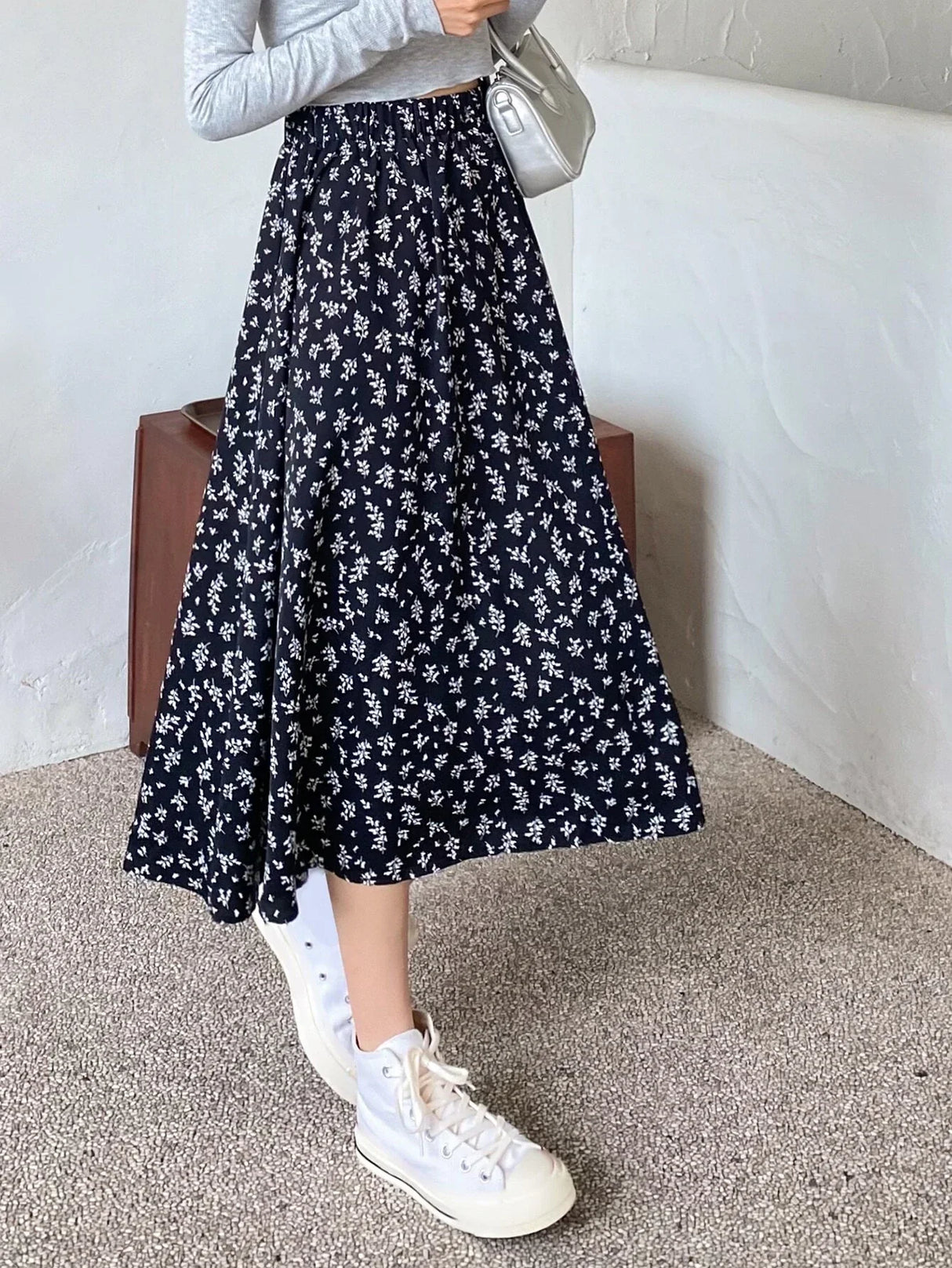 Buy Shein DAZY High Waist Ditsy Floral Skirt in Pakistan