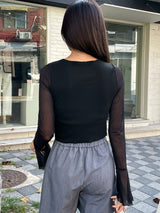 Buy SHEIN DAZY Contrast Mesh Split Hem Tee in Pakistan