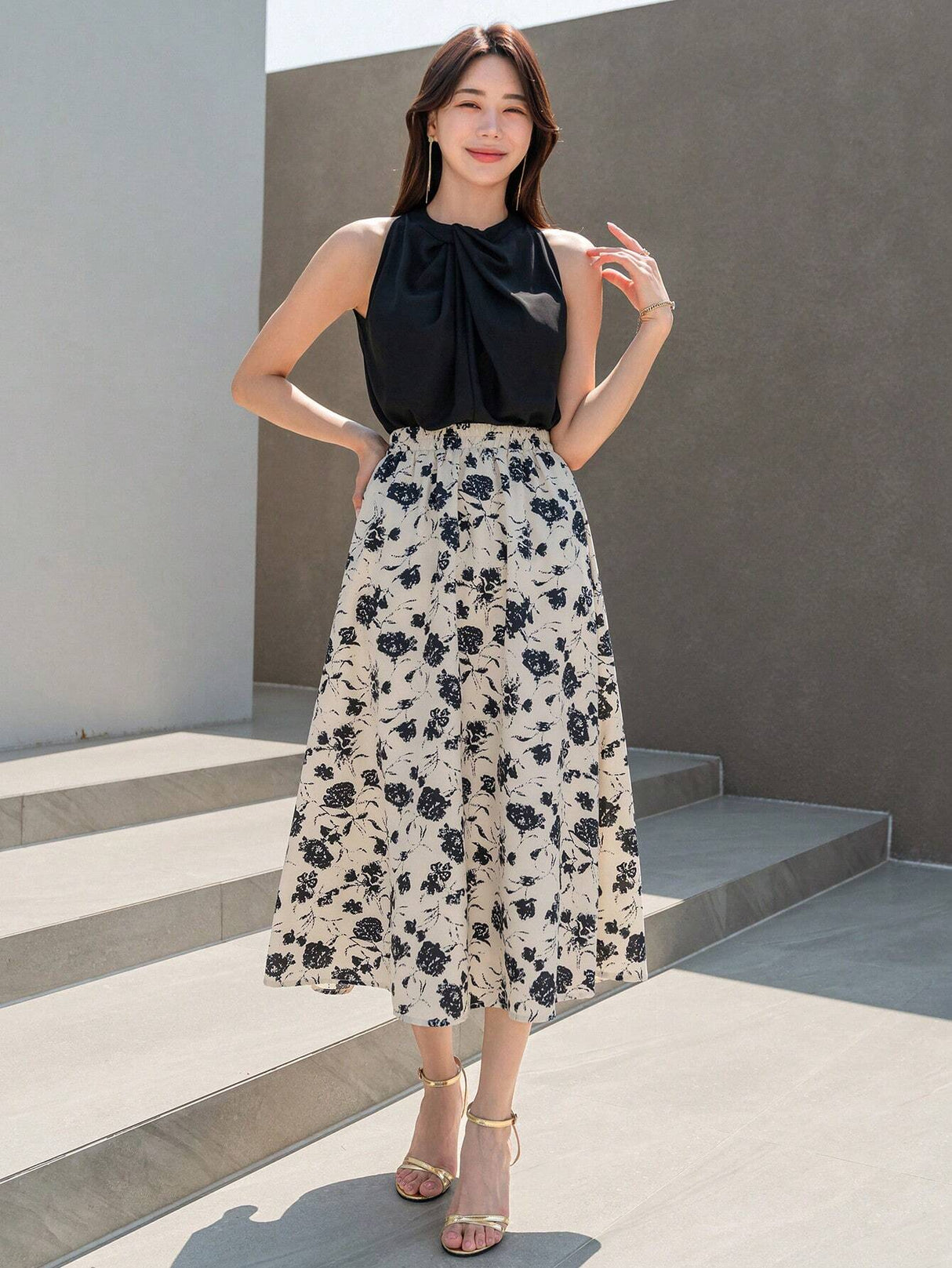 Buy SHEIN DAZY Floral Print High Waist Skirt in Pakistan