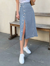 Buy SHEIN DAZY High Waist Button Front Denim Skirt in Pakistan