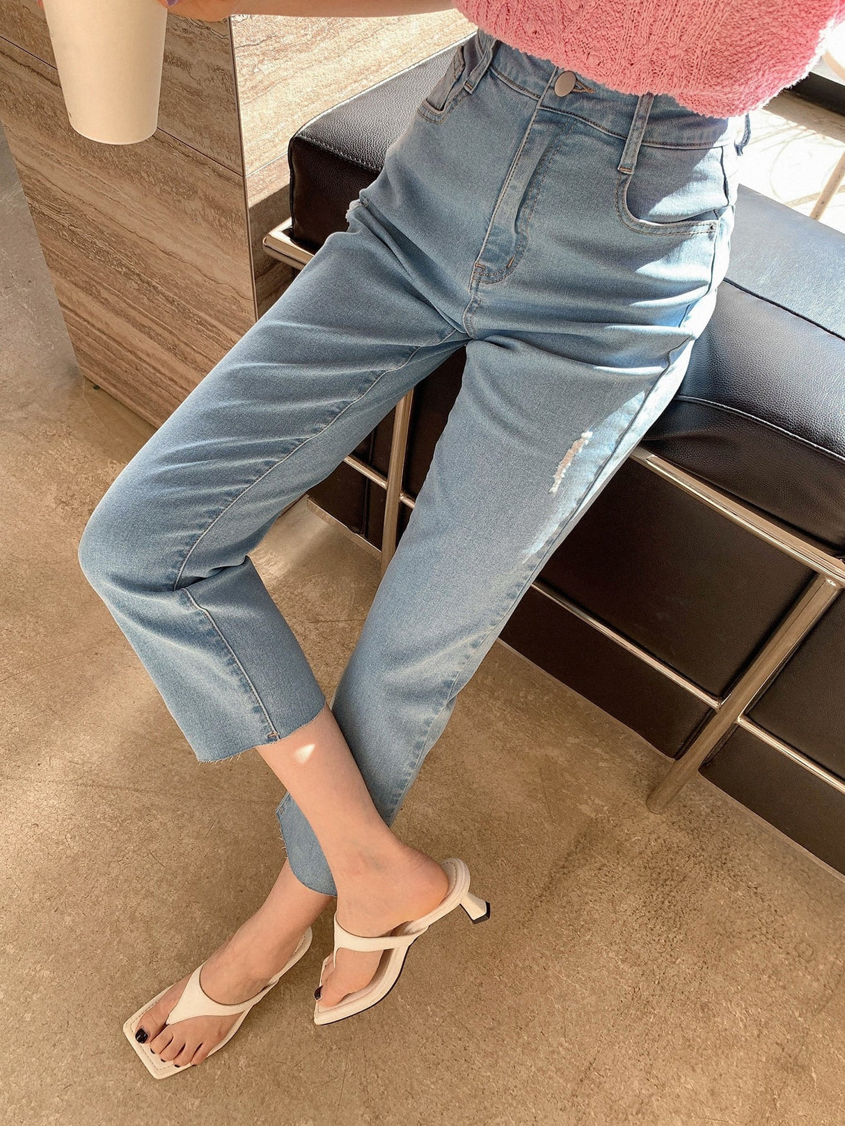 Buy SHEIN DAZY High Waist Flare Leg Cropped Jeans in Pakistan