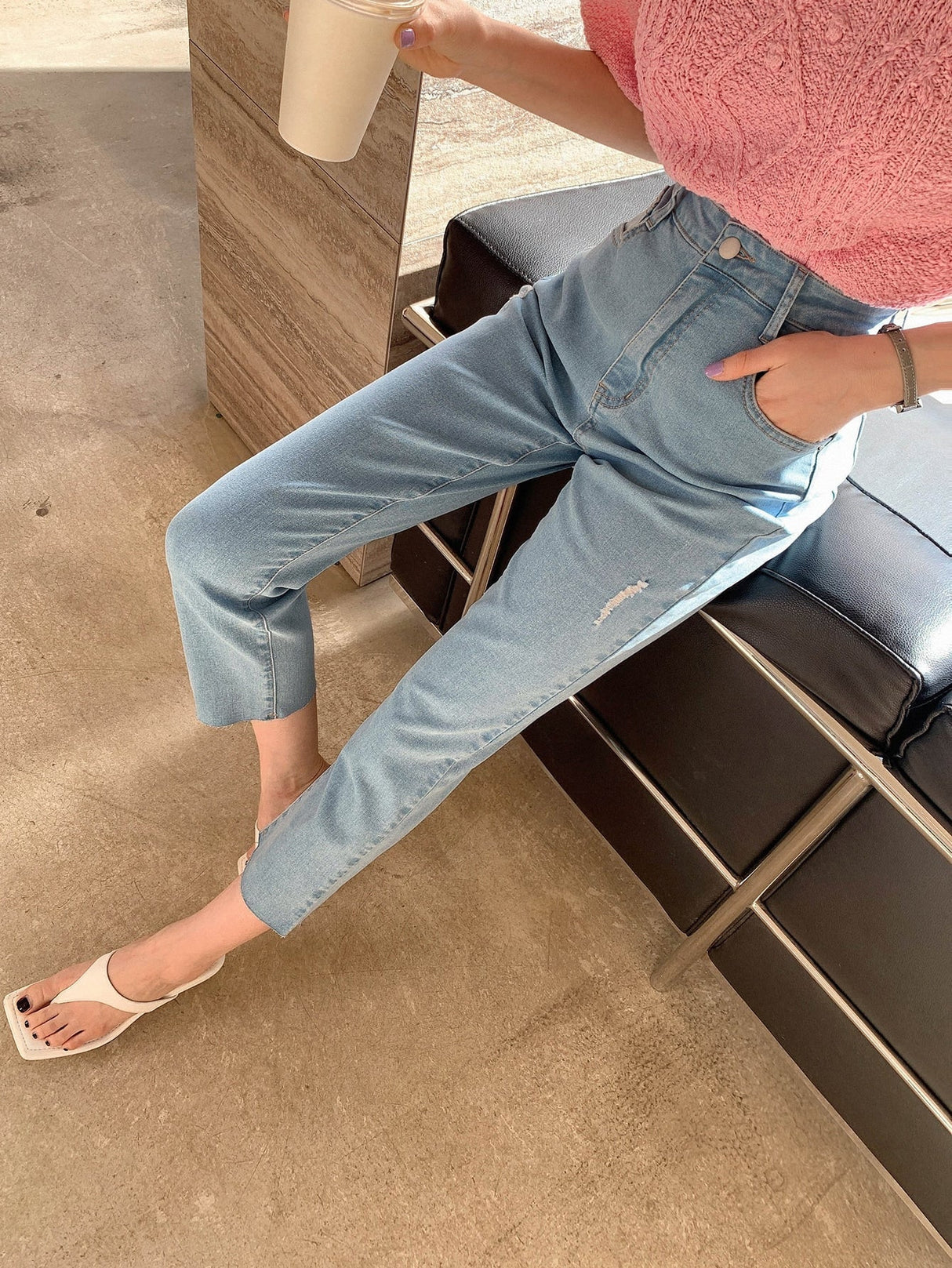 Buy SHEIN DAZY High Waist Flare Leg Cropped Jeans in Pakistan
