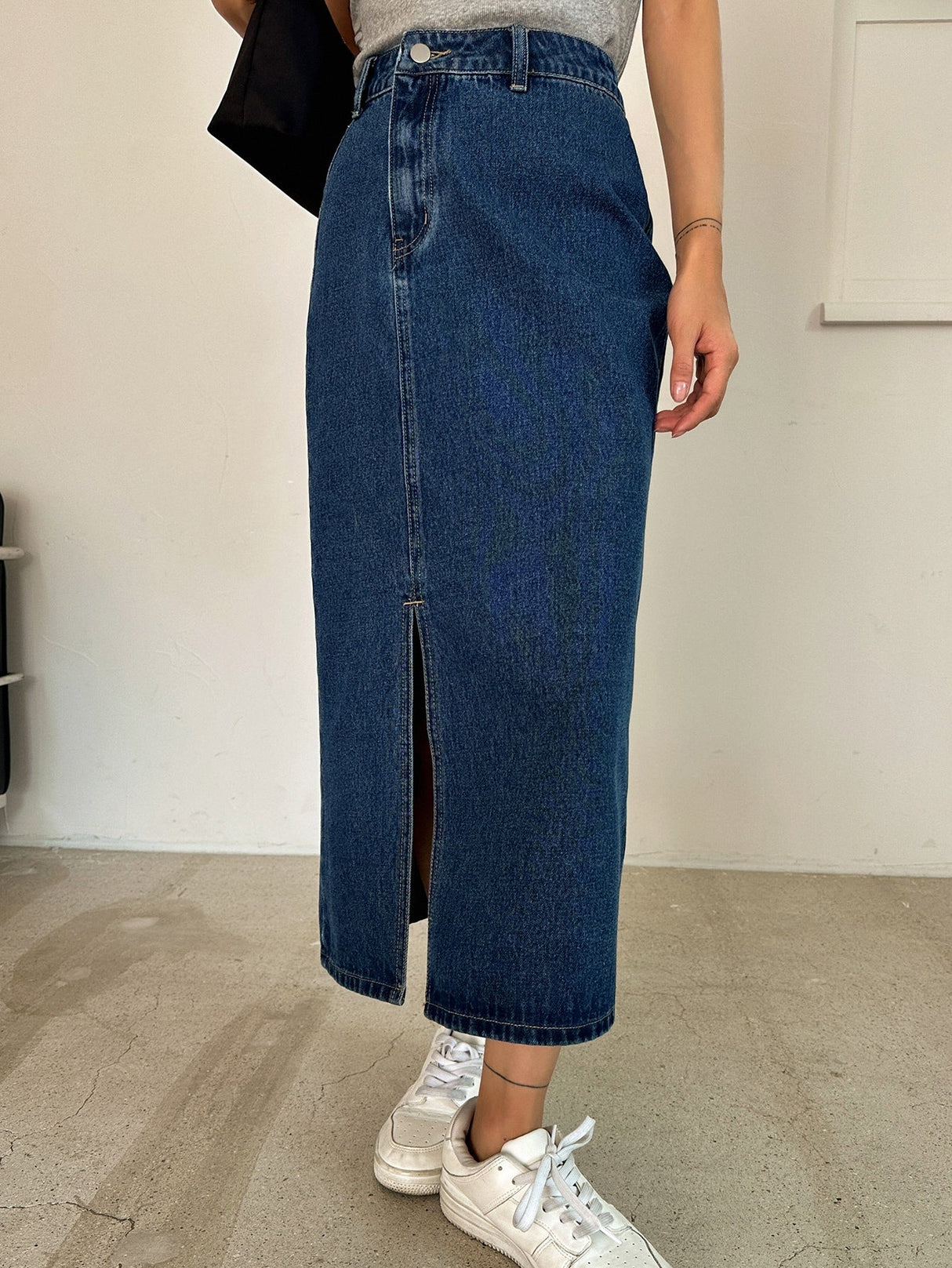 Buy SHEIN DAZY High Waist Split Thigh Denim Skirt in Pakistan