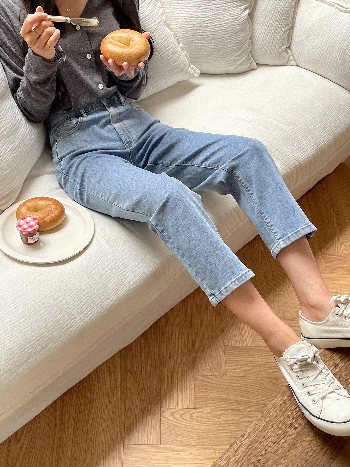 Buy SHEIN DAZY High Waist Straight Leg Cropped Jeans in Pakistan