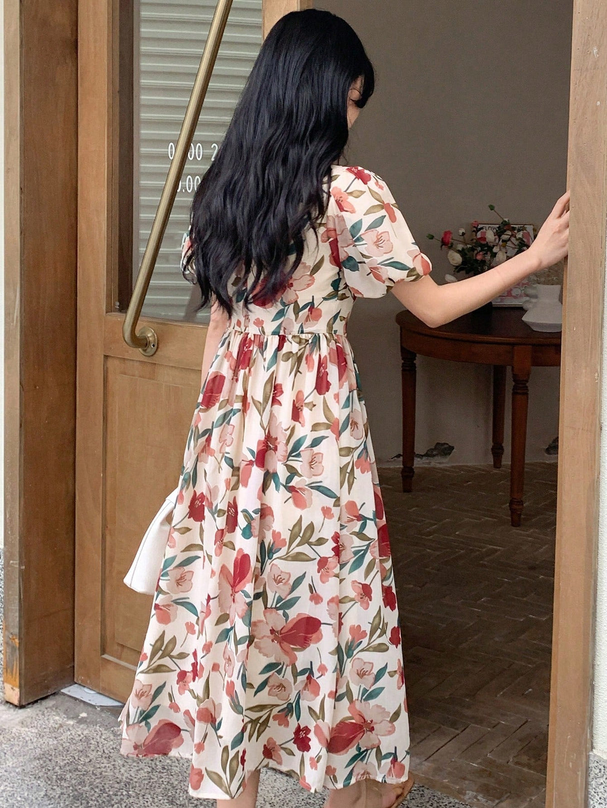 Buy SHEIN DAZY Kpop Floral Print Puff Sleeve Dress in Pakistan
