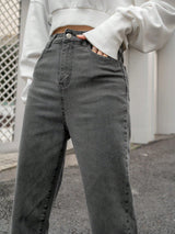 Buy SHEIN DAZY Kpop High Waist Slant Pockets Straight Leg Jeans in Pakistan