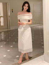 Buy SHEIN DAZY Kpop Solid Ruched Side Mesh Overlay Dress in Pakistan