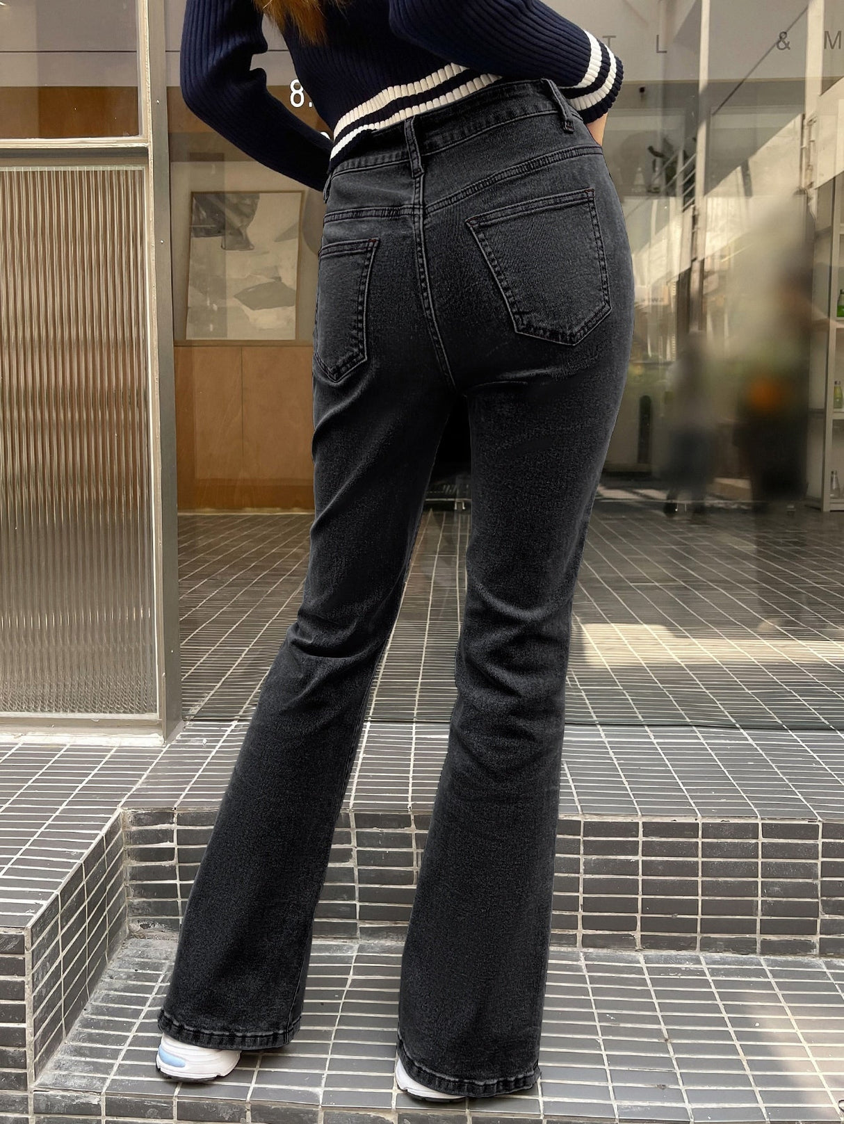 Buy SHEIN DAZY Kpop Split Hem Flare Leg Jeans in Pakistan