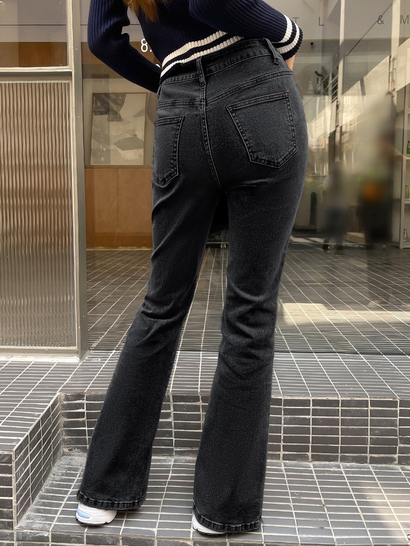 Buy SHEIN DAZY Kpop Split Hem Flare Leg Jeans in Pakistan