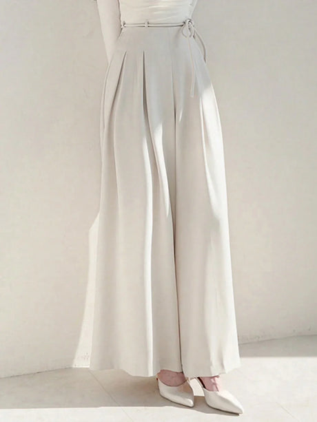 Buy SHEIN DAZY Ladies' Solid Color Tie Wide Leg Pants in Pakistan