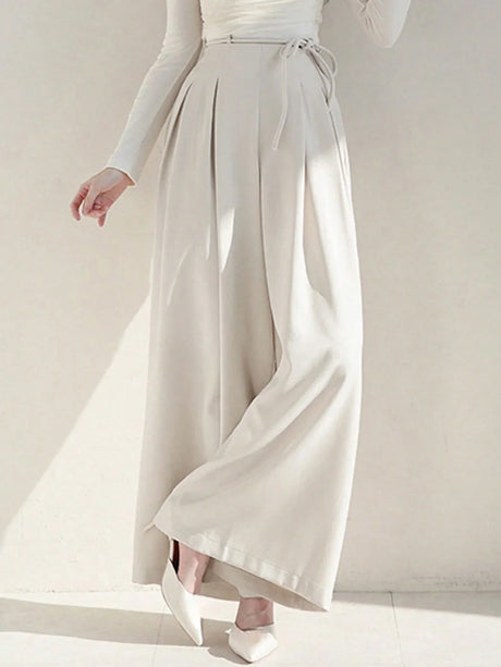 Buy SHEIN DAZY Ladies' Solid Color Tie Wide Leg Pants in Pakistan