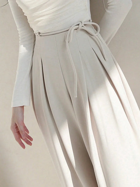Buy SHEIN DAZY Ladies' Solid Color Tie Wide Leg Pants in Pakistan