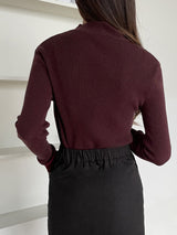 Buy SHEIN DAZY Kpop Mock Neck Ribbed Knit Sweater in Pakistan