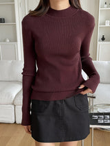 Buy SHEIN DAZY Kpop Mock Neck Ribbed Knit Sweater in Pakistan