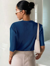 Buy SHEIN DAZY Solid Color Textured Loose-Fitting Short Sleeve T-Shirt For Summer in Pakistan