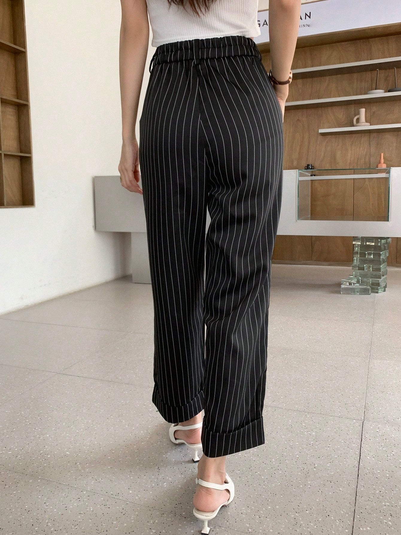 Buy SHEIN DAZY Striped Print Slant Pocket Pants in Pakistan