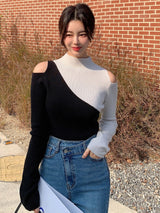 Buy SHEIN DAZY Two Tone Cold Shoulder Sweater in Pakistan