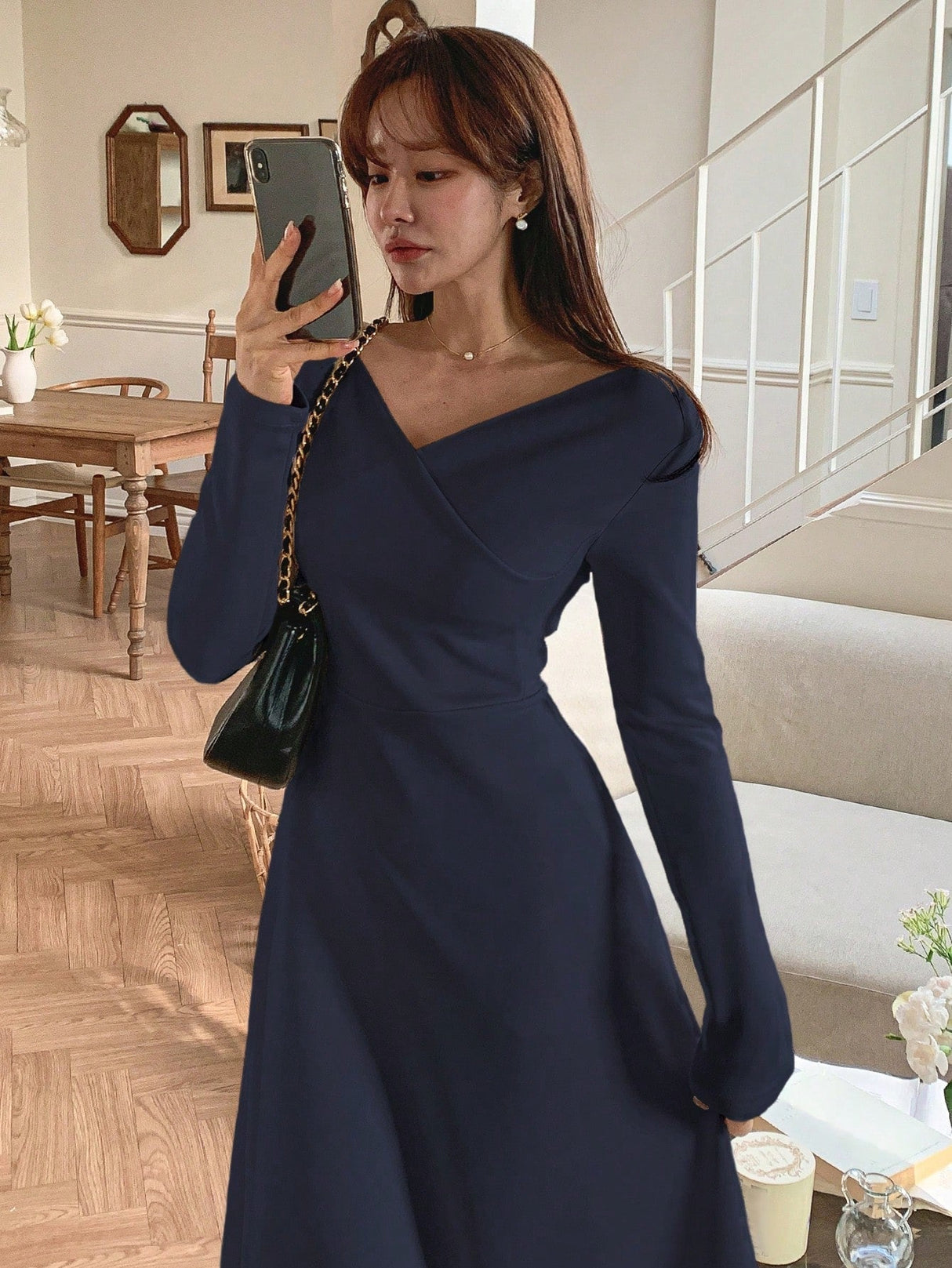 Buy SHEIN DAZY V-Neck Long Sleeve Dress in Pakistan