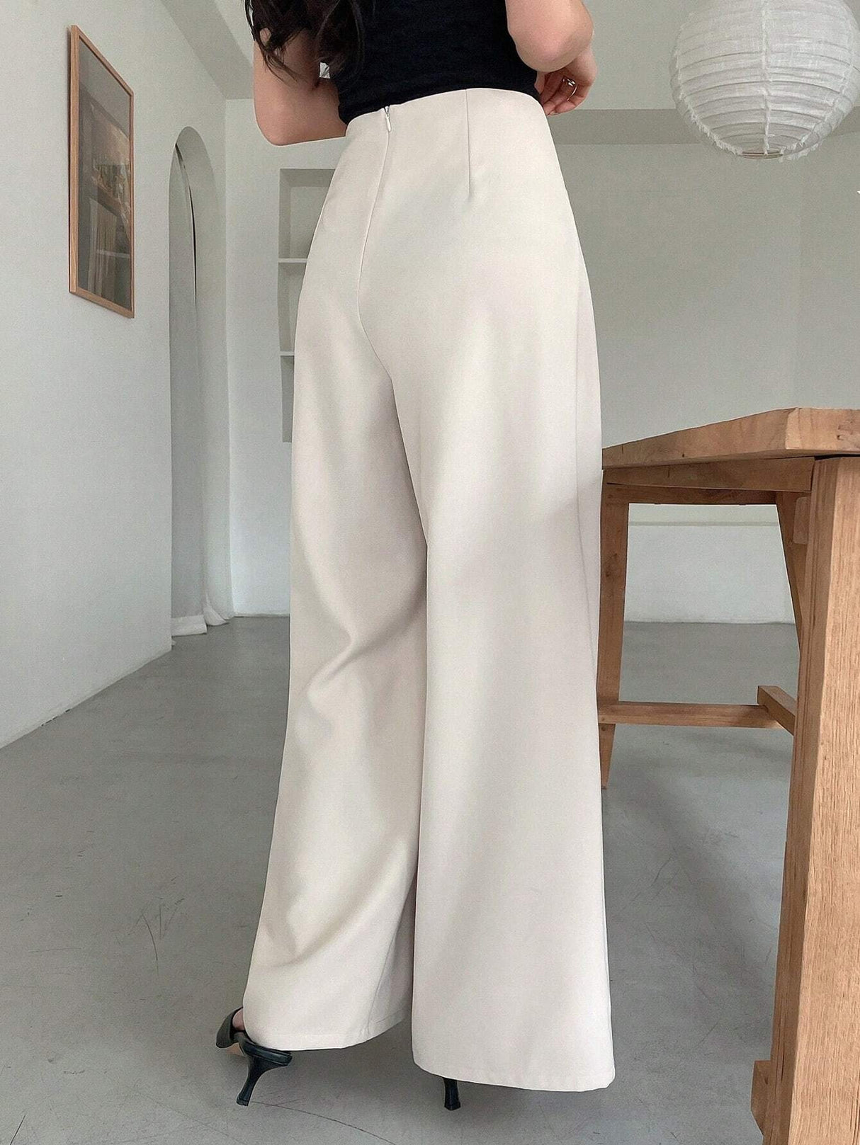 Buy SHEIN DAZY Women's Asymmetric Waist Wide Leg Pants in Pakistan