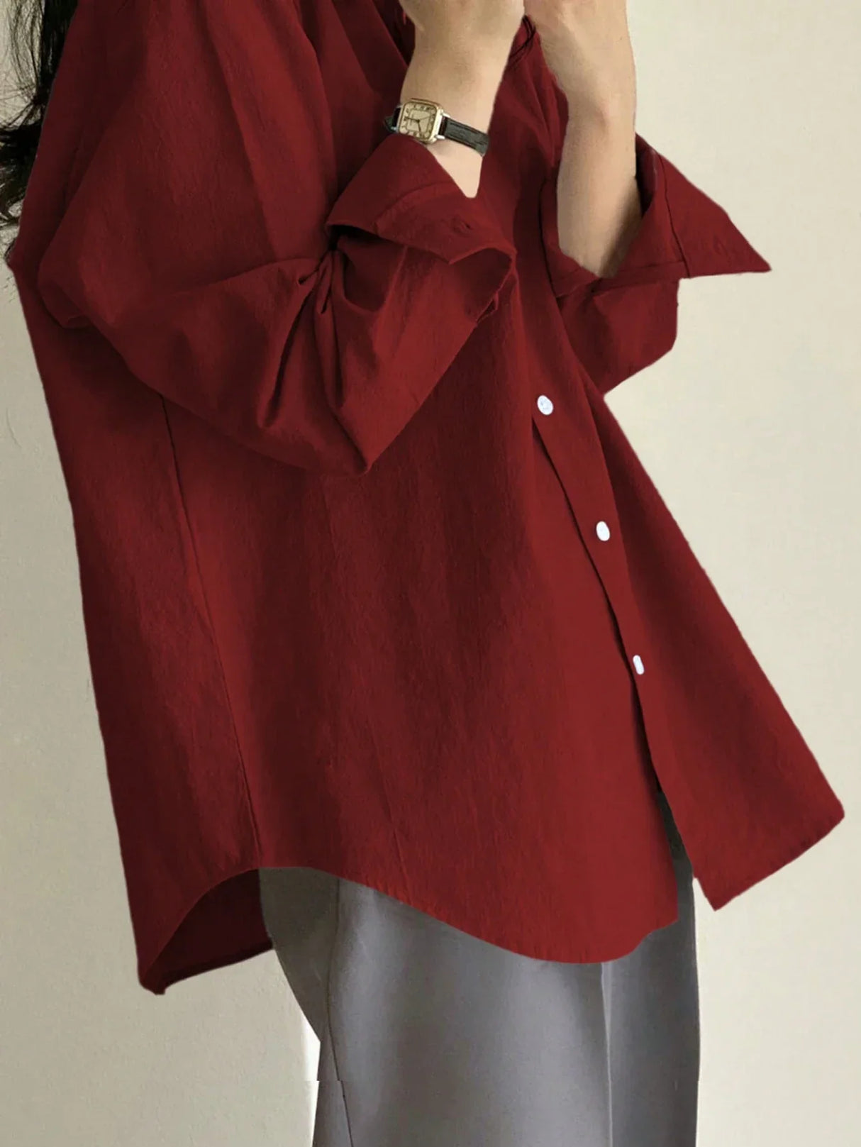 Buy SHEIN DAZY Women's Spring Solid Color Long Sleeve Shirt in Pakistan