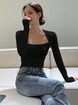 Buy SHEIN DAZY Women's Swan Neck Long Sleeve T-Shirt in Pakistan