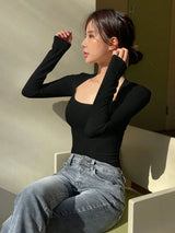 Buy SHEIN DAZY Women's Swan Neck Long Sleeve T-Shirt in Pakistan
