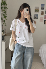 Embroidered T-Shirt | Women Tops & Shirts | White | Medium | New