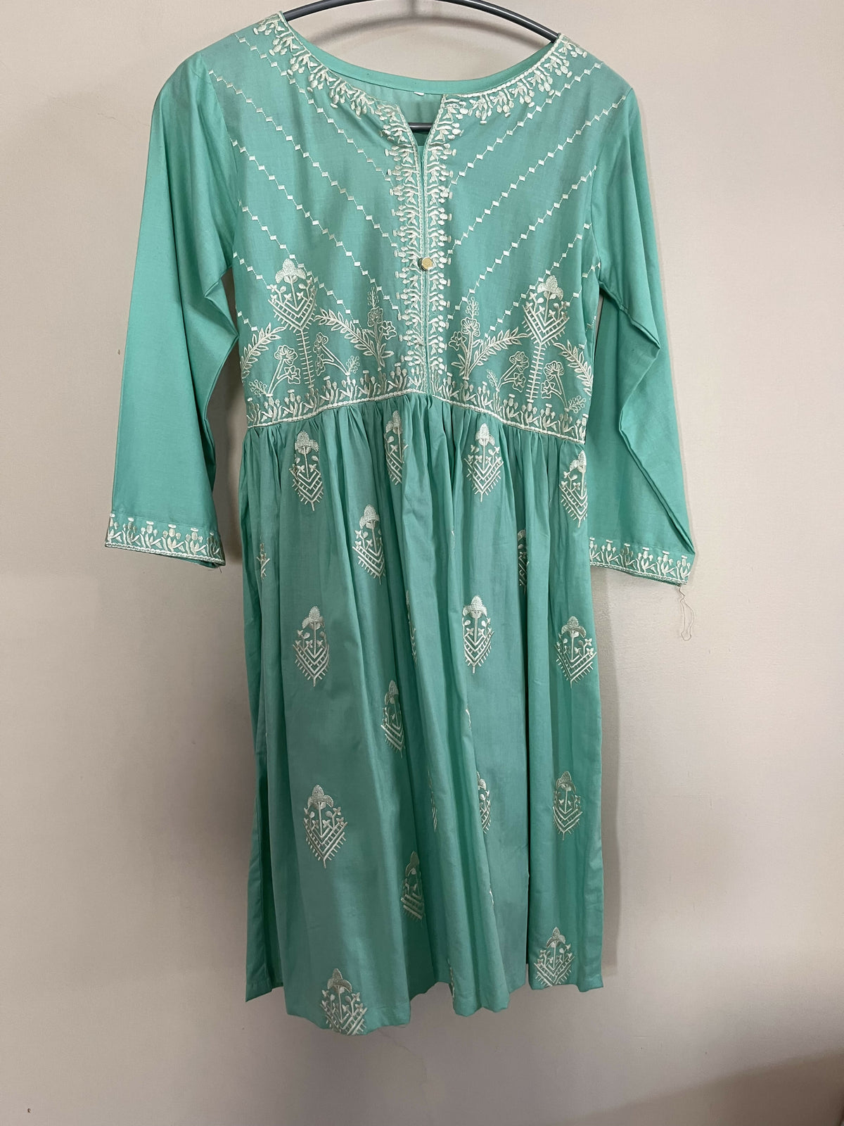 Sea Green Embroidered Frock | Women Frocks & Maxis | Small | New