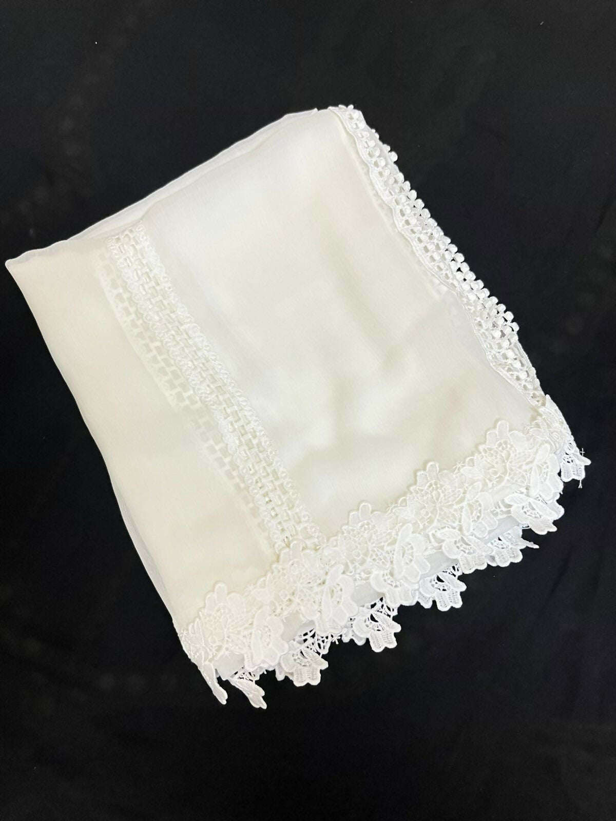 Dyeable Chiffon Lace Dupatta | Women Accessories | Duppata | Large | Brand New