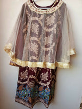 Net Heavy Embroided Formal Suit | Women Locally Made Formals | Medium | Preloved