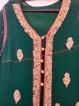 Bottle Green Open Frock Double Maxi | Women Locally Made Formals | Large | Preloved