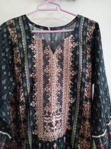 Black & Peach Embroidered kurta | Women Locally Made Kurta | Medium | New