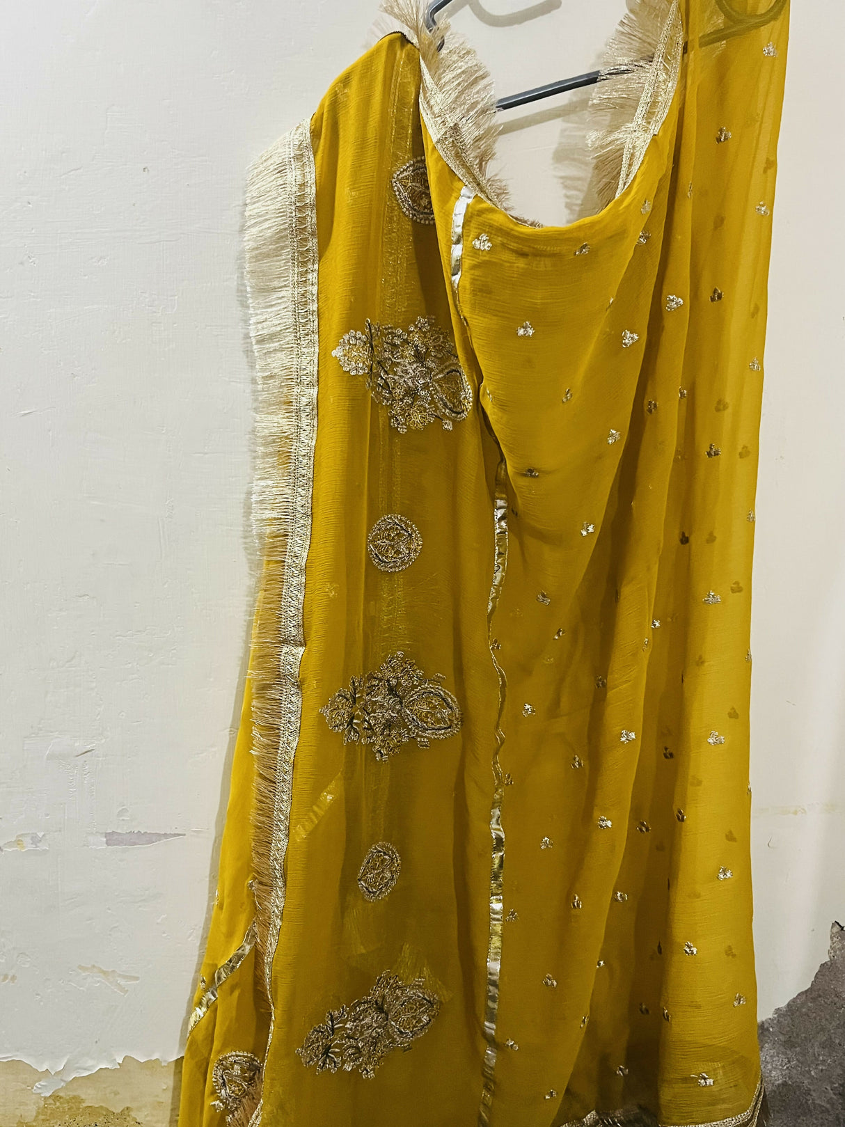 Sheikh Botique | Mehandi Chiffon Dress | Medium | Worn Once