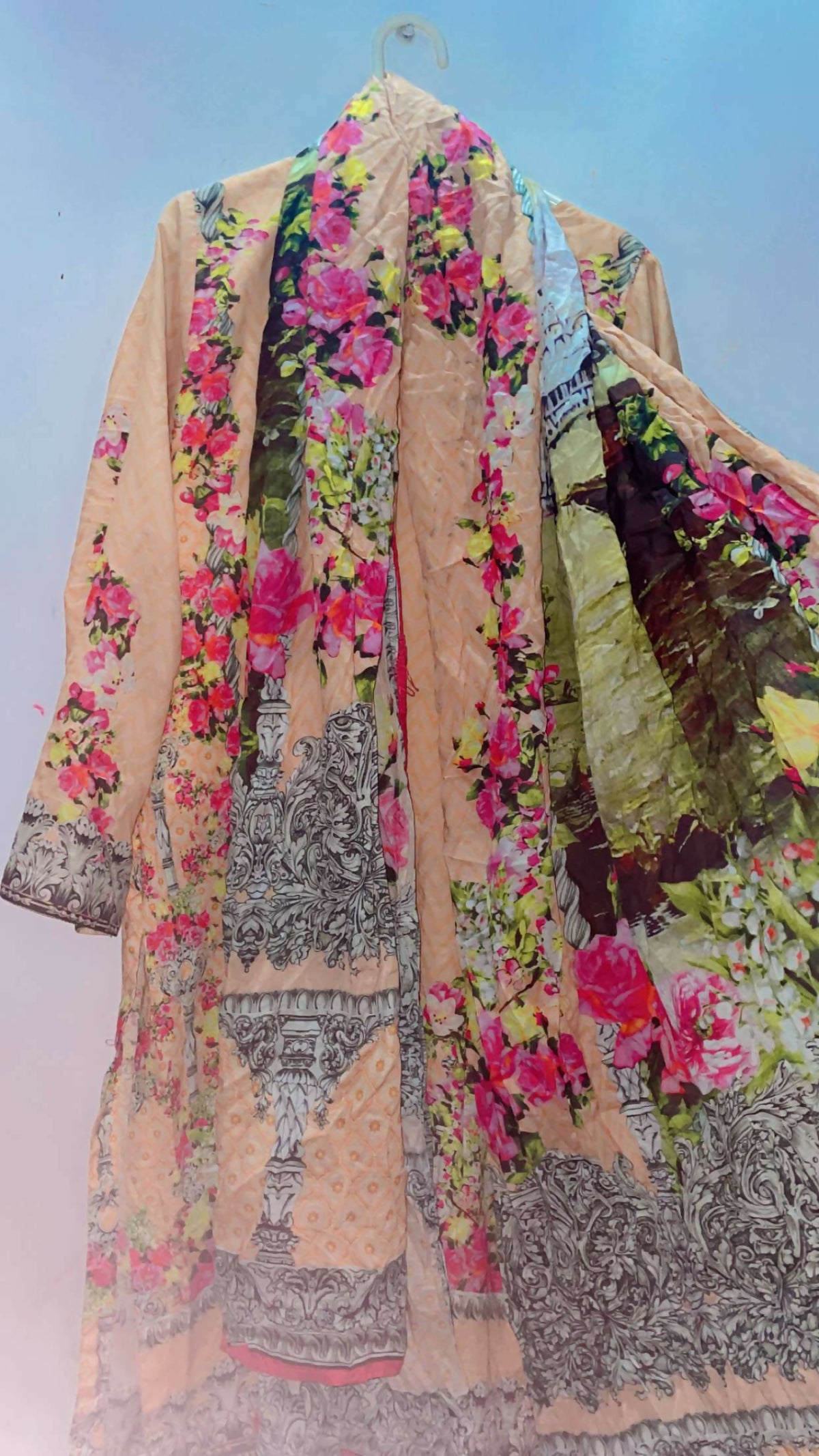 Bin Saeed | Women Branded Kurta | Medium | Peach | Preloved