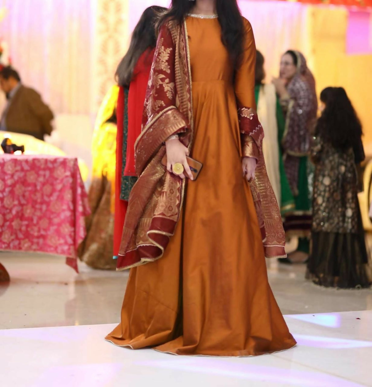 Rust Orange Indian Raw Silk Maxi | Women Frocks & Maxi | Small | Worn Once