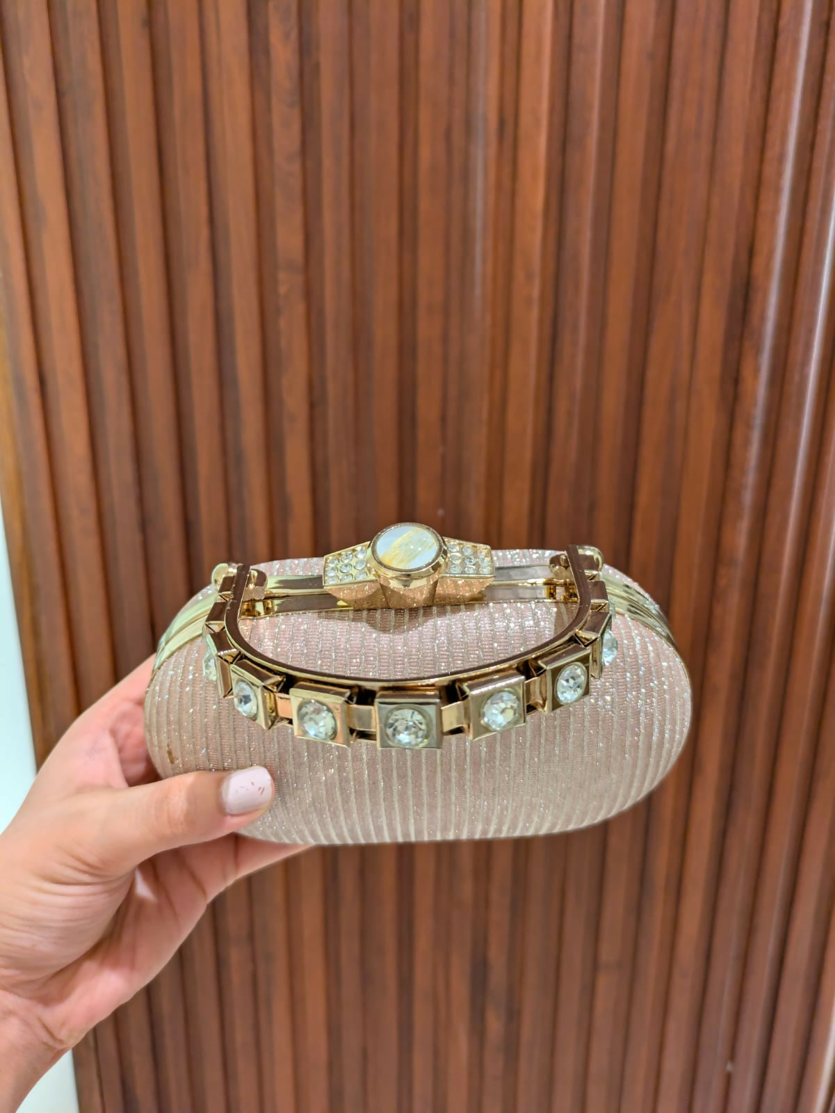 Champagne Gold Shimmer Wedding Clutch | Women Bags | Clutches | Small | Brand New
