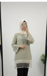 Pastel Green Western Top | Women Tops & Shirts | Medium | Preloved