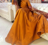 Rust Orange Indian Raw Silk Maxi | Women Frocks & Maxi | Small | Worn Once