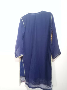 Navy Blue Chiffon Gharara Suit | Women Locally Made Formals | X Large | Preloved