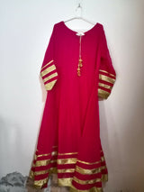 Shocking pink Chiffon Frock | Women Frocks & Maxis | X Large | Preloved