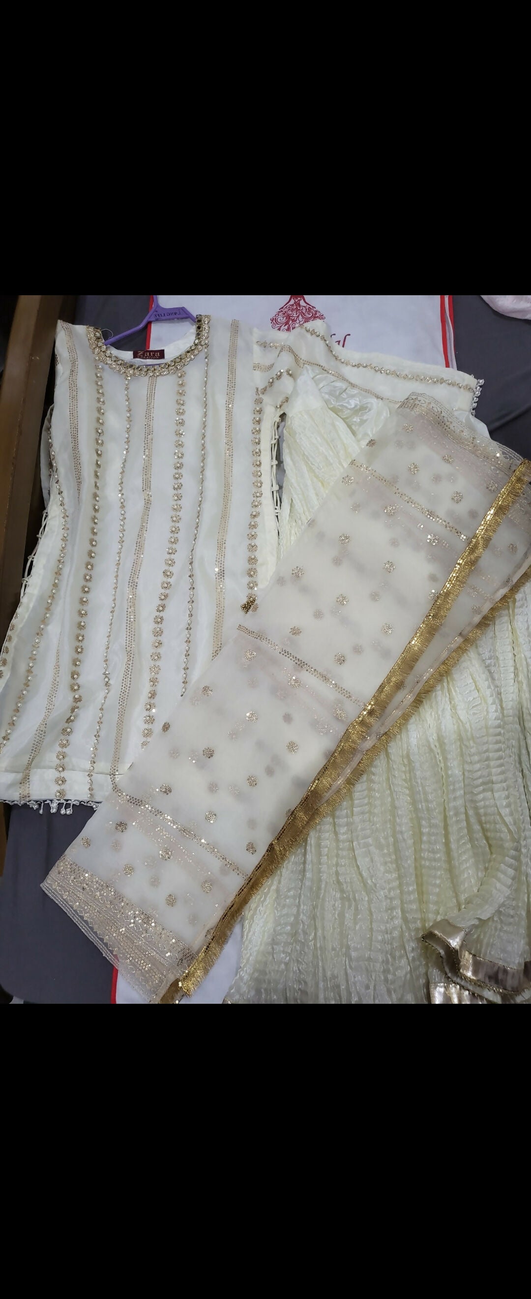 Crushed Sharara Set | Women Locally Made Formals | Medium | New